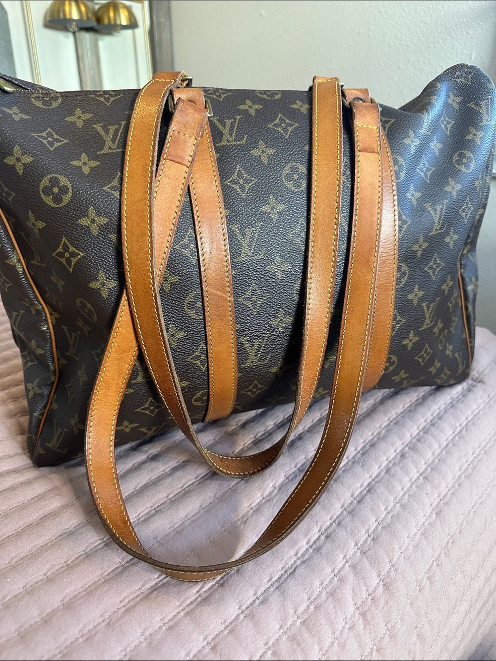 Louis Vuitton FLANERIE Monogram Canvas Travel Tote in Brown and Tan